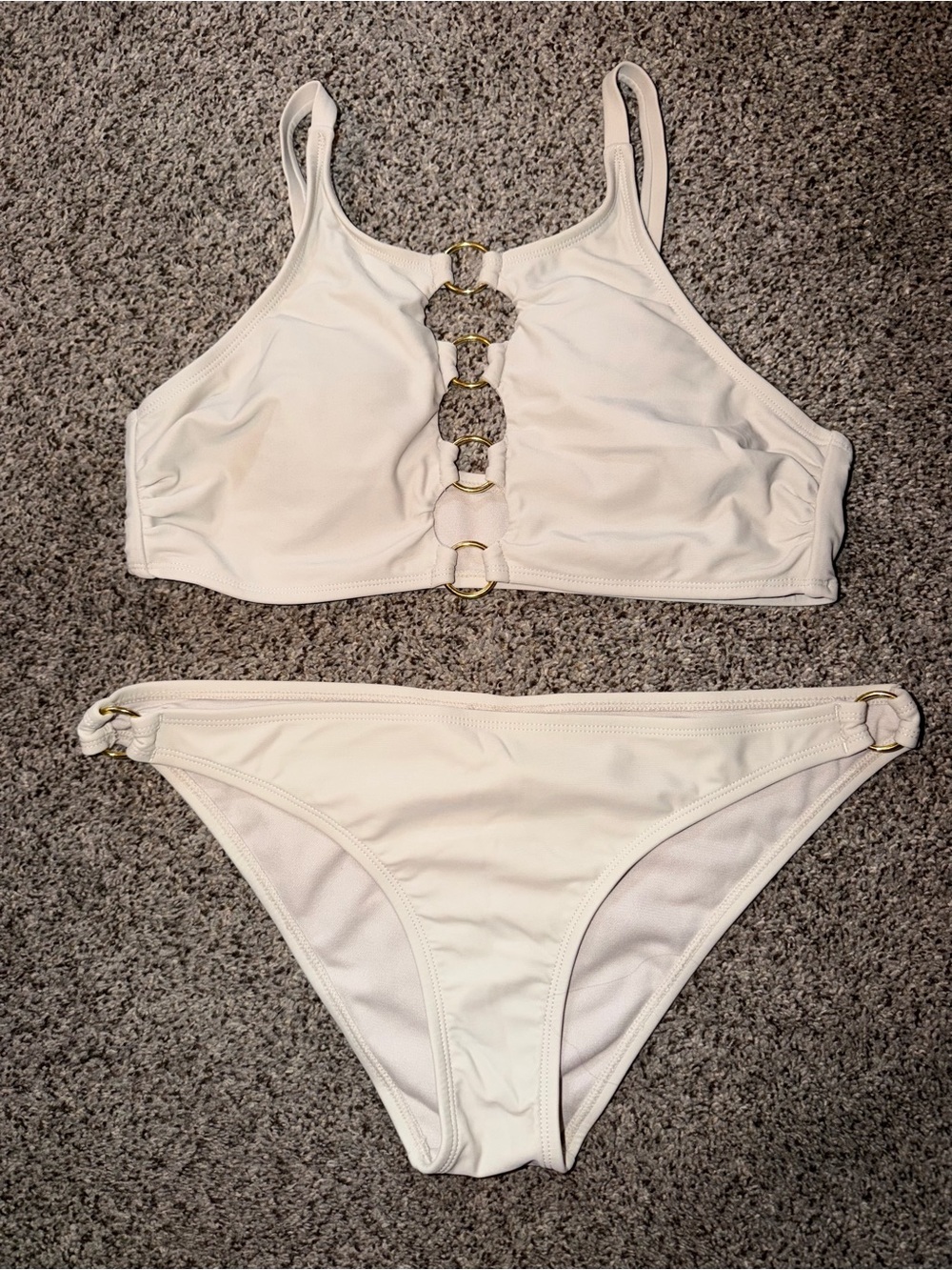 BEBE Beige Ring-Detail Women's Bikini Set - Never Worn